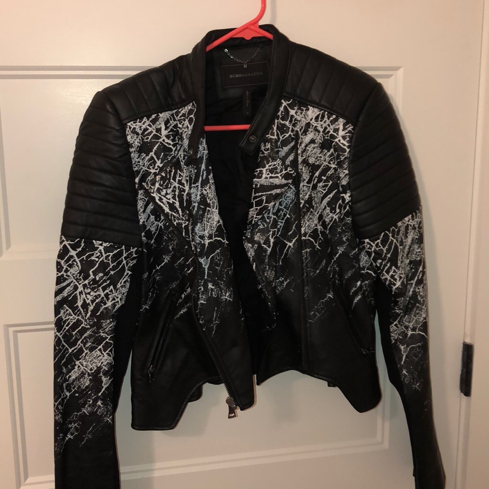 BCBG leather jacket worn once !